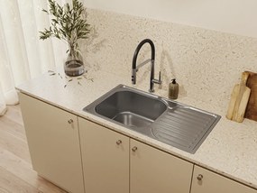 Kuchinox Siluetto, vysoká drezová batéria s elastickým ramenom, chrómová-čierna matná, LAV-BQU_778D