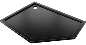 Mexen Flow, päťuholníková sprchová vanička slim ľavá 90 x 80 cm, čierna matná - 46P708090L