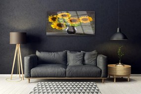 Obraz na skle Slnečnica váza rastlina 120x60 cm