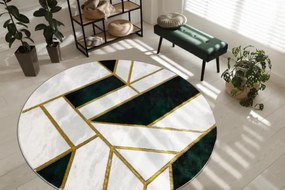 Koberec EMERALD exkluzívny 1015 kruh - glamour, marmur, geometrický zelený/zlatý