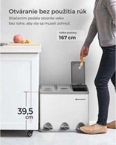 Kôš na separovanie odpadu SORT 24l (3x8l), šedá/biela SongmicsHome