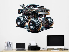 Monster truck 01 textilní prelepiteľná nálepka na stenu hárok 45 x 34 cm