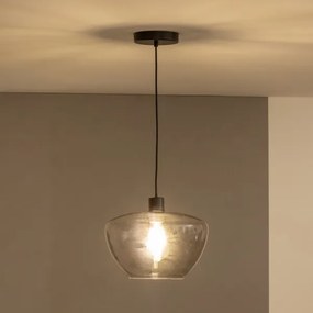 Závesný luster na lanku SEVENTIES E27/40W/230V dymová/sivá