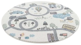 Dekorstudio ANIME okrúhly koberec do detskej izby - krémová cesta 9376 Priemer koberca: 120cm