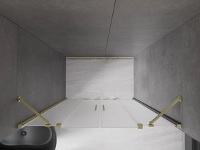 Mexen Velar Duo, posuvné sprchové dvere do otvoru 160 cm, 8mm sklo námraza, zlatá matná, 871-160-000-32-55