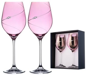 Diamante poháre na biele víno Silhouette City Pink s kryštálmi Swarovski 360 ml 2KS