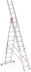 Hliníkový trojdielny rebrík ALVE PREMIUM s nášľapmi, 3x8 priečok, dĺžka 5,25 m