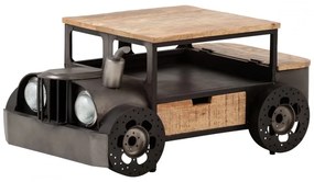 furniture-nabytek.cz - Masívny konferenčný stolík Car II z mangového dreva a kovu, lakovaný, šedý – 102×65×48 cm