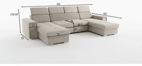 Rozkladacia sedacia súprava s univerzálnym rohom do U s úložným priestorom SALVADA béžová