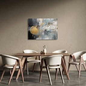 Sklenený obraz - Abstrakcia so zlatou guľou (70x50 cm)