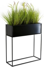 KOVOVÝ KVETINÁČ SO STOJANOM RECT 70X24X64 CM ČIERNA