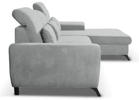 Rozkladacia rohová čalúnená sedacia súprava ALTA do tvaru L s úložným priestorom, pravé prevedenie, sivá