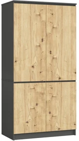 Šatníková skriňa Sinfin (grafit + dub artisan). Akcia -19%. Vlastná spoľahlivá doprava až k Vám domov. 1117422