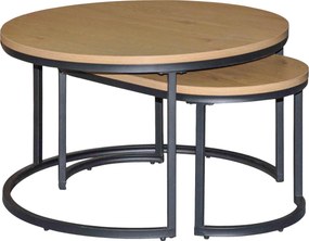 XXXLutz SADA KONFERENČNÝCH STOLÍKOV, čierna, divoký dub, kov, kompozitné drevo, 70/70/42 cm MID.YOU - Stolíky do obývačky - 001277000301