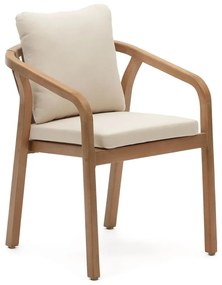 Béžové/v prírodnej farbe drevené/polstrované záhradné stoličky v súprave 4 ks Malaret – Kave Home