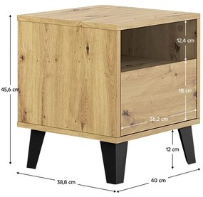 Tempo Kondela Nočný stolík, dub artisan, BOGAN NEW 1S