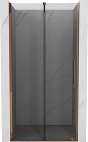 Mexen Velar, posuvné sprchové dvere do otvoru 110 cm, 8mm šedé sklo, ružové zlato, 871-110-000-41-60