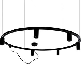 Moderný závesný koľajnicový systém s 6 čiernymi bodovými svetlami 1-fázový GU10 50 mm - Iconic Ruby Honey