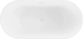 Mexen Luna, voľne stojaca vaňa 150 x 75 cm, biela-čierna, biely prepad, 52031507575-20