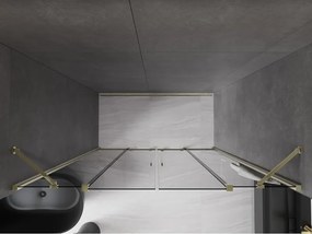 Mexen Velar Duo, posuvné sprchové dvere do otvoru 200 cm, 8mm šedé sklo, zlatá lesklá, 871-200-000-42-50