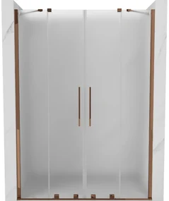 Mexen Velar Duo, posuvné sprchové dvere do otvoru 140 cm, 8mm sklo námraza, ružové zlato, 871-140-000-32-60
