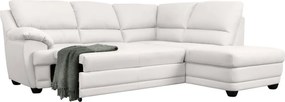 Rohová sedacia súprava Nebolo, biela koža, pravý roh
