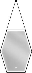 Mexen Orla, LED kúpeľňové zrkadlo s podsvietením a čiernym rámom 60x80 cm, 6000K, ochrana proti zahmlievaniu, 9815-060-080-611-70