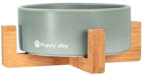 Keramická miska na bambusovém stojanu pro psy a kočky CATI šedá