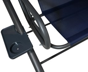 Záhradná hojdačka so strieškou, skladacia 2x1 námornícka modrá