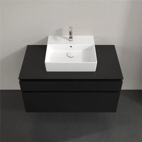 VILLEROY &amp; BOCH Legato závesná skrinka pod umývadlo na dosku (umývadlo v strede), 2 zásuvky, 1000 x 500 x 550 mm, Black Matt Lacquer, B60400PD