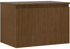 Mexen Rivel, kúpeľňová skrinka 70 cm s hornou doskou, 1 zásuvka, drážkovaná, orech, 91A20-07047-1-BFC86
