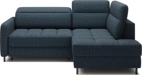 Modrá zamatová rozkladacia/s úložným priestorom rohová pohovka (pravý roh/do L) Barea – ELTAP