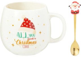 Vianočný porcelánový hrnček s lyžičkou Santa 550 ml