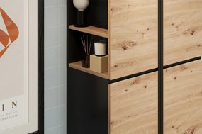 Vysoká koupelnová skříňka Mossa 70 35 cm levá dub Artisan/černá