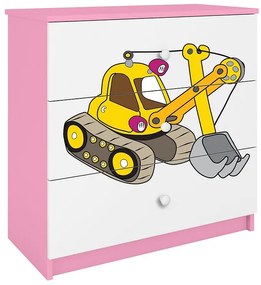Detská komoda Babydreams ružová – Rýpadlo