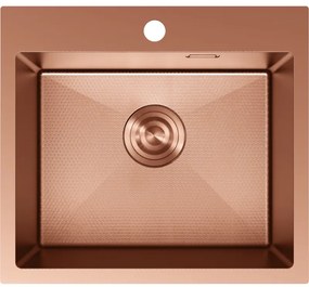 Mexen Solix, 1-komorový nerezový drez 500 x 450 mm, brúsená meď, vzor voština, 6402501000-65HC