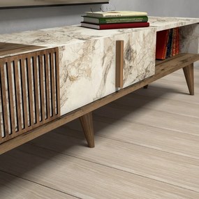 TV stolík v dekore mramoru v prírodnej farbe 180x40 cm Milan – Kalune Design
