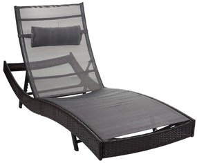 Lehátko Savannah, polyratan - melír hnedý, sivý poťah