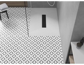 Mexen Toro, SMC obdĺžniková sprchová vanička 140 x 90 cm, biela, čierna krytka, 43109014-B