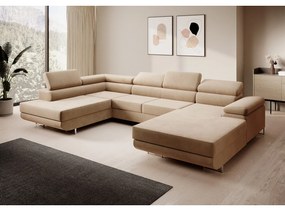 Rohová rozkladacia sedacia súprava U 274 MARYEN Pravá Svetlo hnedá