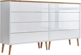 XXXLutz ŠIROKÁ KOMODA, biela, dub artisan, biela s vysokým leskom, 158/86/33 cm MID.YOU - Komody - 001067001502