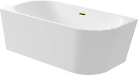 Aquauno Voľne Stojaca Rohová Vaňa Ľavá 170 x 80 cm Zrkadlový Zlatý Odtok