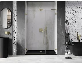 Mexen Lunar-B, L Otočné ľavé sprchové dvere 120 cm, číre sklo, zlatý profil, 832SL-120-050-50-00-L