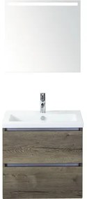 Kúpeľňový nábytkový set Vogue 60 cm s keramickým umývadlom a zrkadlom s LED osvetlením Tabacco