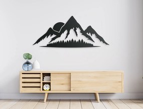 drevko Drevený obraz Západ Slnka za hory Rozmer obrazu: 18 x 44,5 cm, Farba dekorácie: Čierna