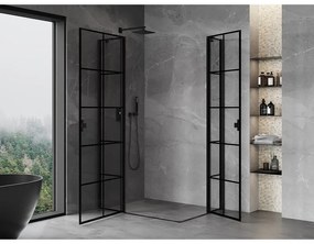 Mexen, Mexen Mist Duo výklopný sprchový kút 105 x 85 cm, čierna mriežka - 8A4-105L-085P-70-77