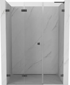 Mexen Lunar-F, L skladacie ľavé sprchové dvere 140 cm, 8mm číre sklo, brúsený grafit profil, 836SL-140-050-66-00-L