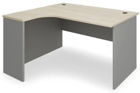 Rohový stôl SimpleOffice 140 x 120 cm, ľavý, dub svetlý / sivá