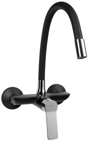 Aqualine Aqualine, SINTRA nástenná batéria 3/4", flexibilné ramienko, čierna mat/chróm, SX013-70