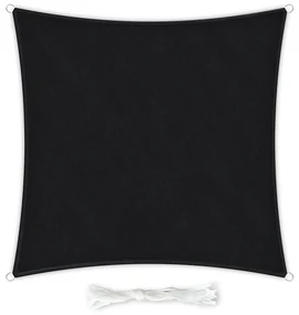 Štvorcová slnečná clona, 3 x 3 m, s upevňovacími okami, polyester, priedušná